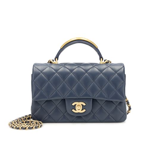 chanel small flap bag with top handle - navy|mini flap bag chanel 2021.